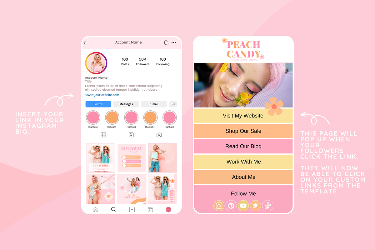 Pastel Link in Bio Template, a Landing Page Template by SunshineStudioBoutique (Photo 5 of 9)