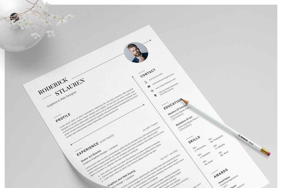 Resume Template / CV, a Resume Template by CreativeZoom (Photo 3 of 4)