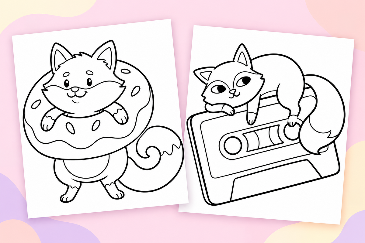 Crazy Foxes Coloring Pages Vol. 2, an Animal Illustration by Inkivelle Studio (Photo 2 of 3)