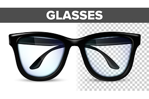 Man Male Glasses Vector. Black