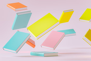 Books piled up 3D rendering