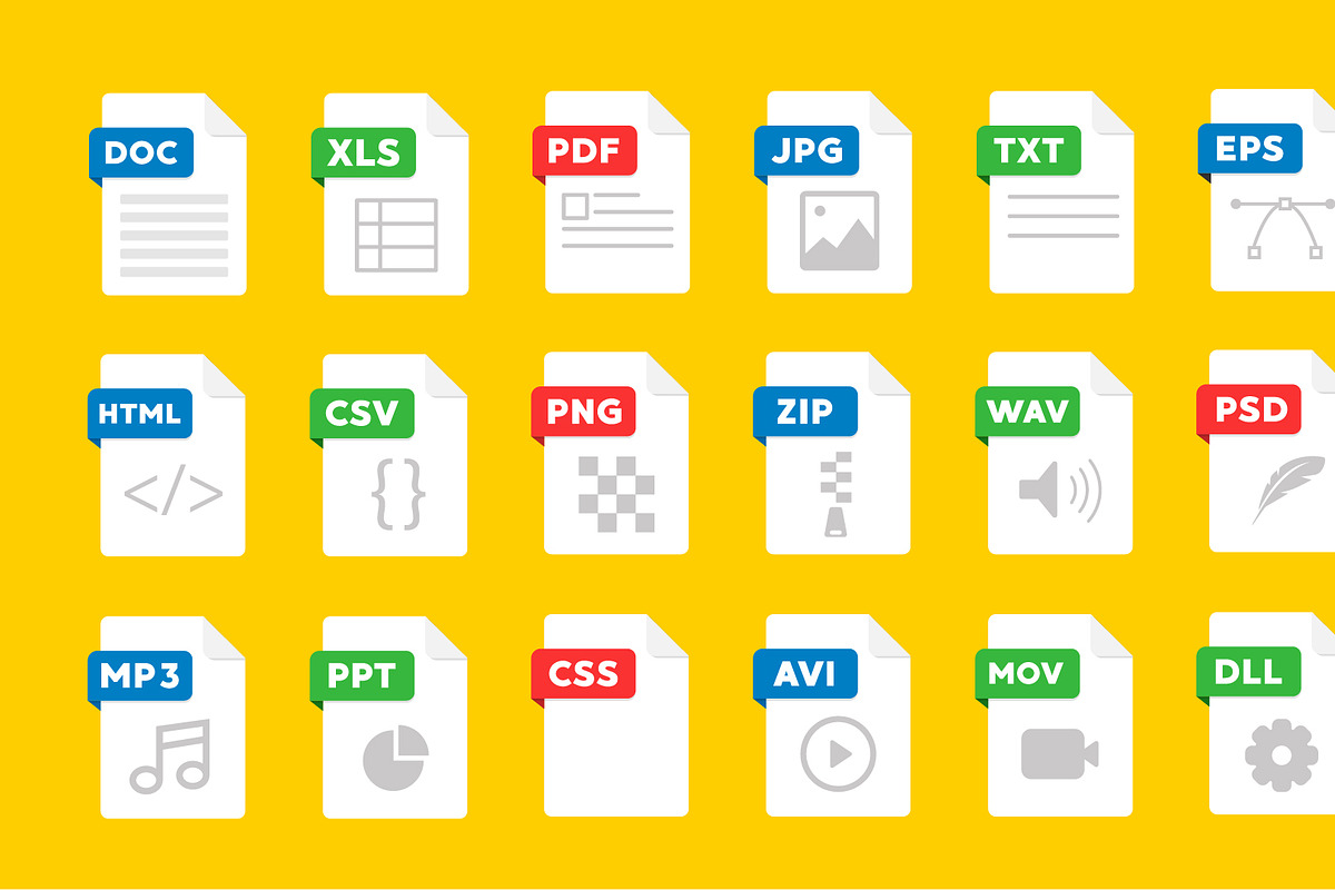 File format flat icon set. Document, an Icon by Drum-magic