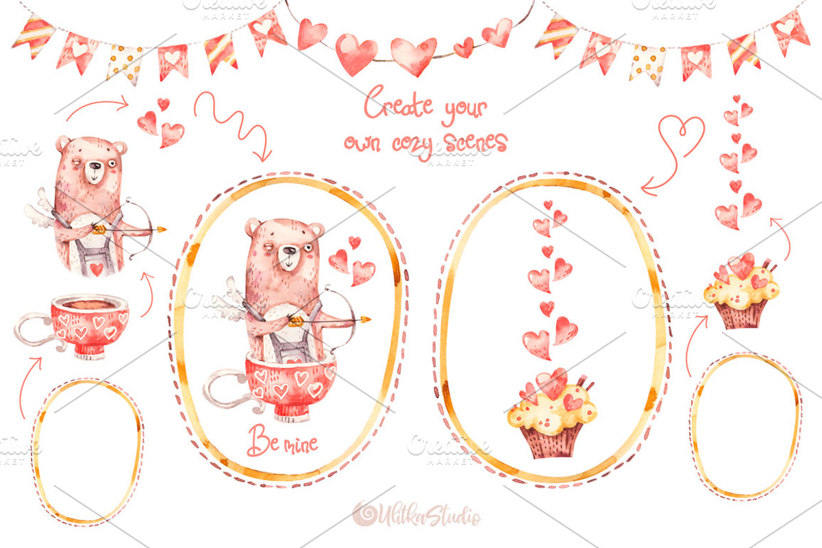 Cozy Valentines Day. Lovely bears, an Animal Illustration by UlitkaStudio (Photo 11 of 20)