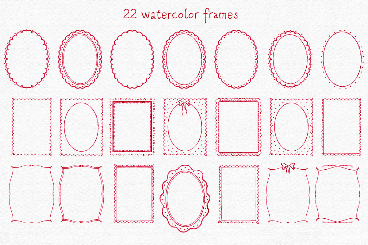 Bow Watercolor Red Frames, a Background Graphic by Solo Art Original (Photo 2 of 9)