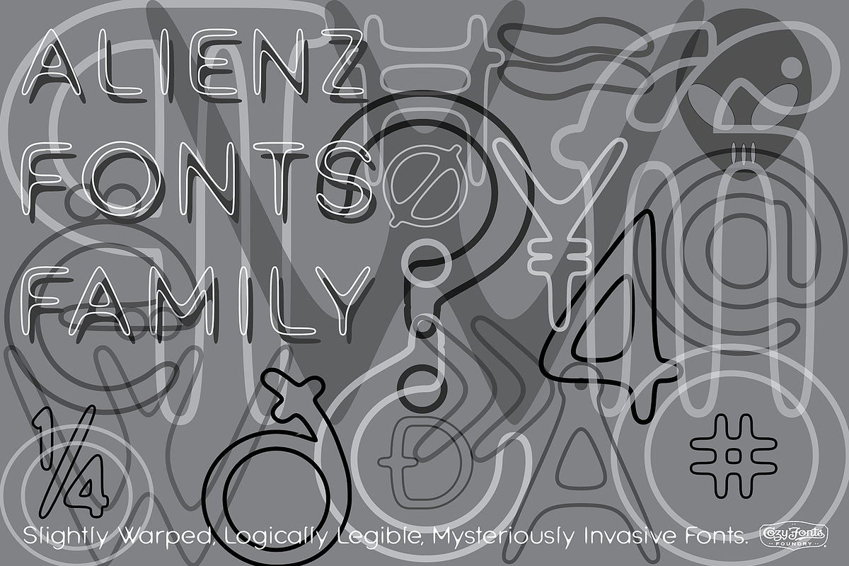 Alienz Outline, a Font by CozyFonts Foundry (Photo 2 of 3)