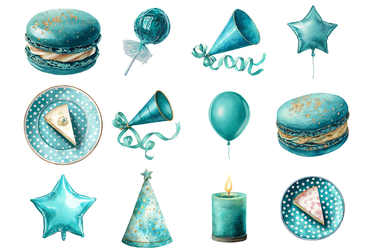 Teal Birthday Sublimation Clipart, a Graphic by CitraGraphics (Photo 2 of 4)
