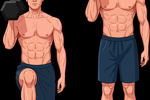 fitness man doing a lunge with weigh, a Sports & Recreation Photo by angellodeco