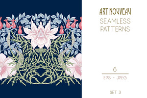 6 Art Nouveau Seamless Patterns