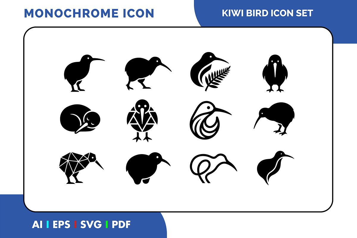 Kiwi Bird Icon Set, a Solid Icon by Fontmine Studio (Photo 1 of 3)