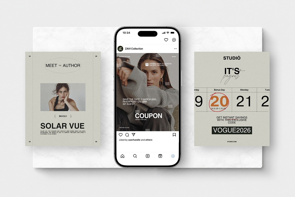 ZAVI | Social Media Kit (I), a Social Media Template by The Aesthetic Studio (Photo 4 of 10)