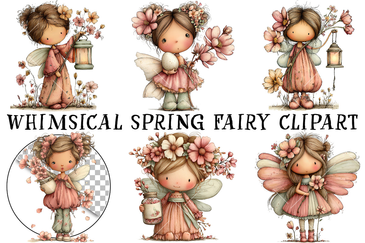 Whimsical Spring Fairy Clipart, an Illustration by OK Design (Photo 2 of 6)