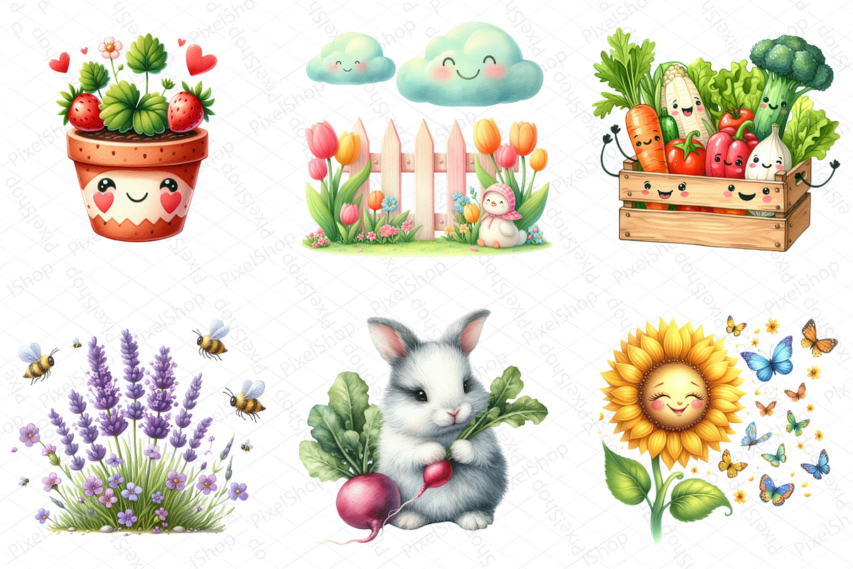 Cute Farm Garden Clipart, an Illustration by DreamPrint404 (Photo 2 of 6)