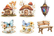 Watercolor Fairy Garden Clipart, a Seasonal Illustration by CitraGraphics (Thumbnail 3 of 7)