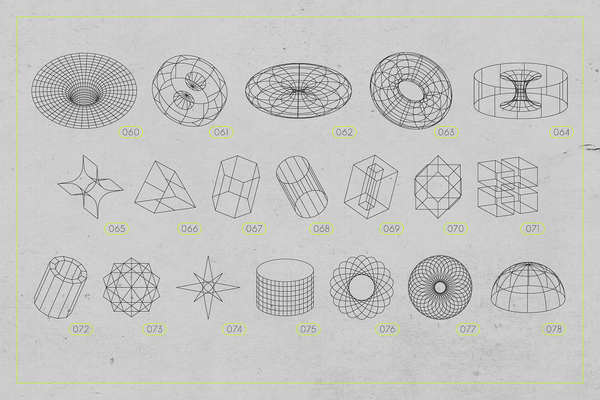 3D Wireframe Shapes | set 2, an Object Graphic by MaximGertsen (Photo 3 of 7)
