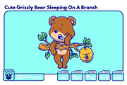 Cute Grizzly Bear Sleeping On Branch, an Animal Illustration by Artstorystudio (Thumbnail 1 of 3)