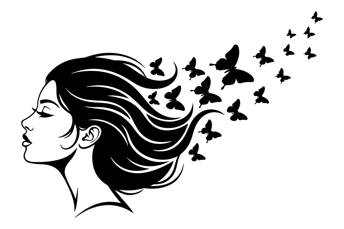 Woman Butterfly Hair Silhouette, an Object 3D Model by yasushie (Photo 16 of 31)