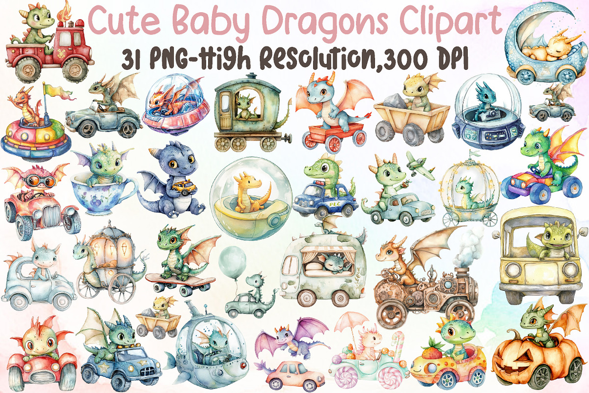 Cute Baby Dragons Clipart Png Dragon, an Illustration by Sublimation Artist (Photo 1 of 6)