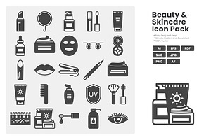 Beauty & Skincare Icon Set, a Solid Icon by erifqizeicon
