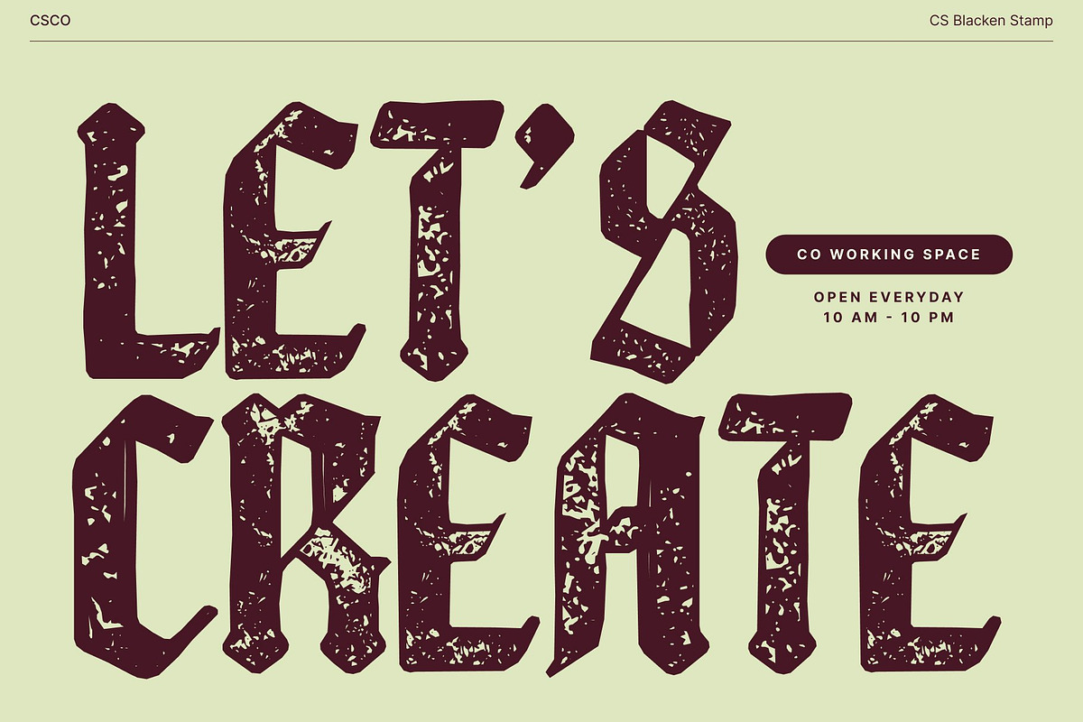 CS Blacken Stamp, a Blackletter Font by Craft Supply Co. (Photo 6 of 8)