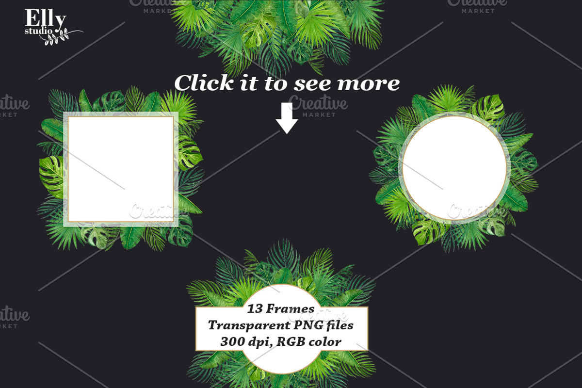 Tropical leaves frames, an Illustration by Elly Studio (Photo 5 of 7)