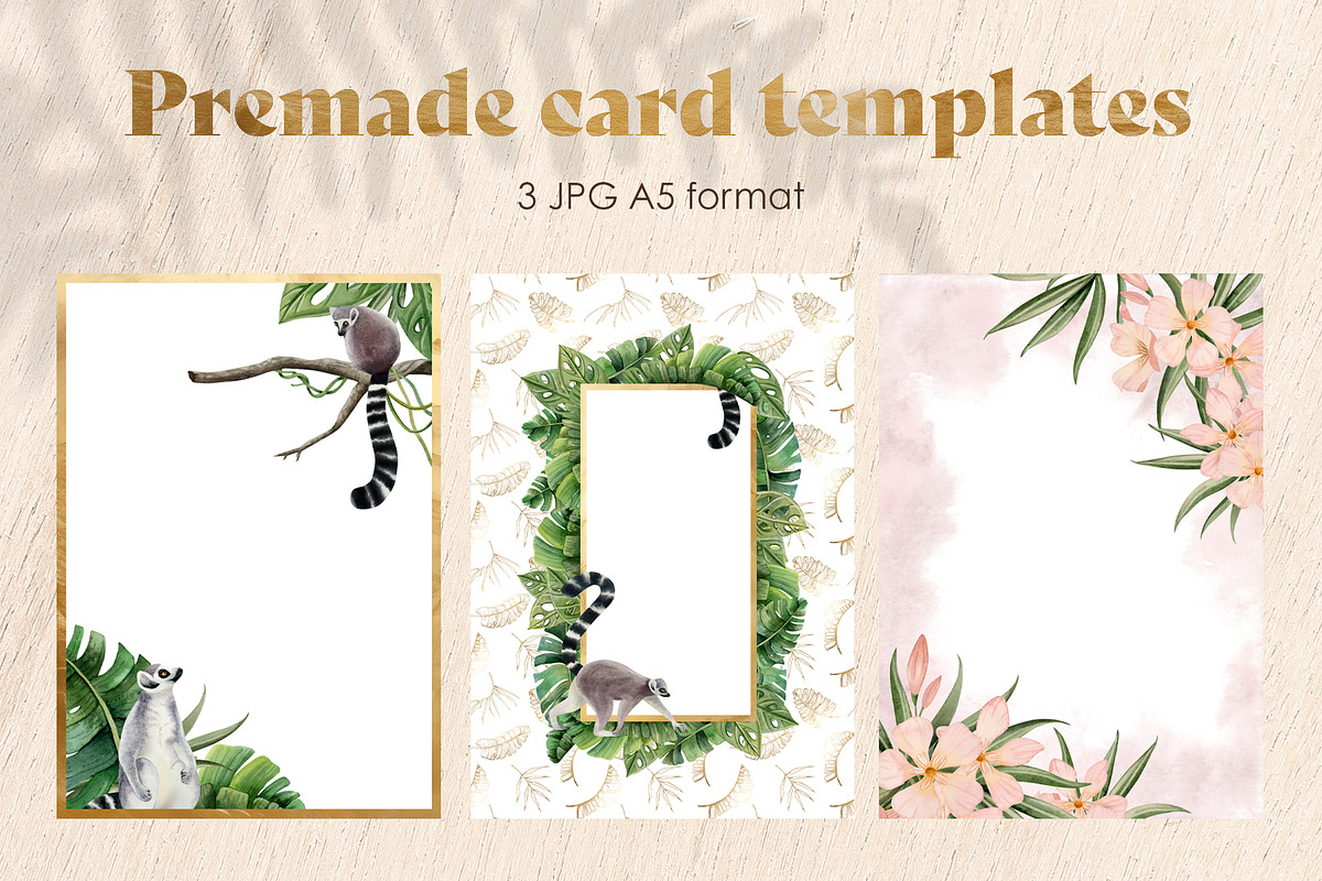 Lemurs in tropical jungle clipart, an Animal Illustration by Elena Malgina Clipart (Photo 12 of 15)