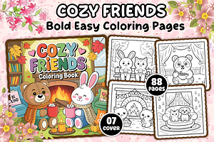 Cozy Friends Coloring Pages, an Animal Illustration by Coco Bloom