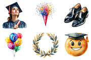 Graduation Watercolor PNG, an Illustration by SinaCreation (Thumbnail 3 of 5)