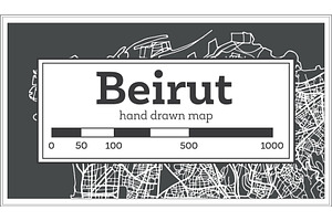 Beirut Lebanon City Map In Retro Sty