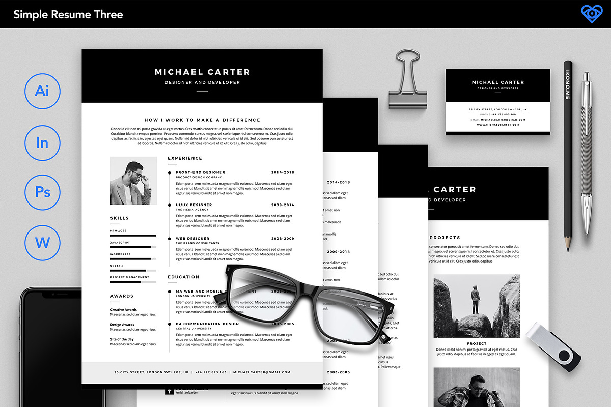 Simple Resume 3, a Resume Template by ikono.me (Photo 2 of 6)