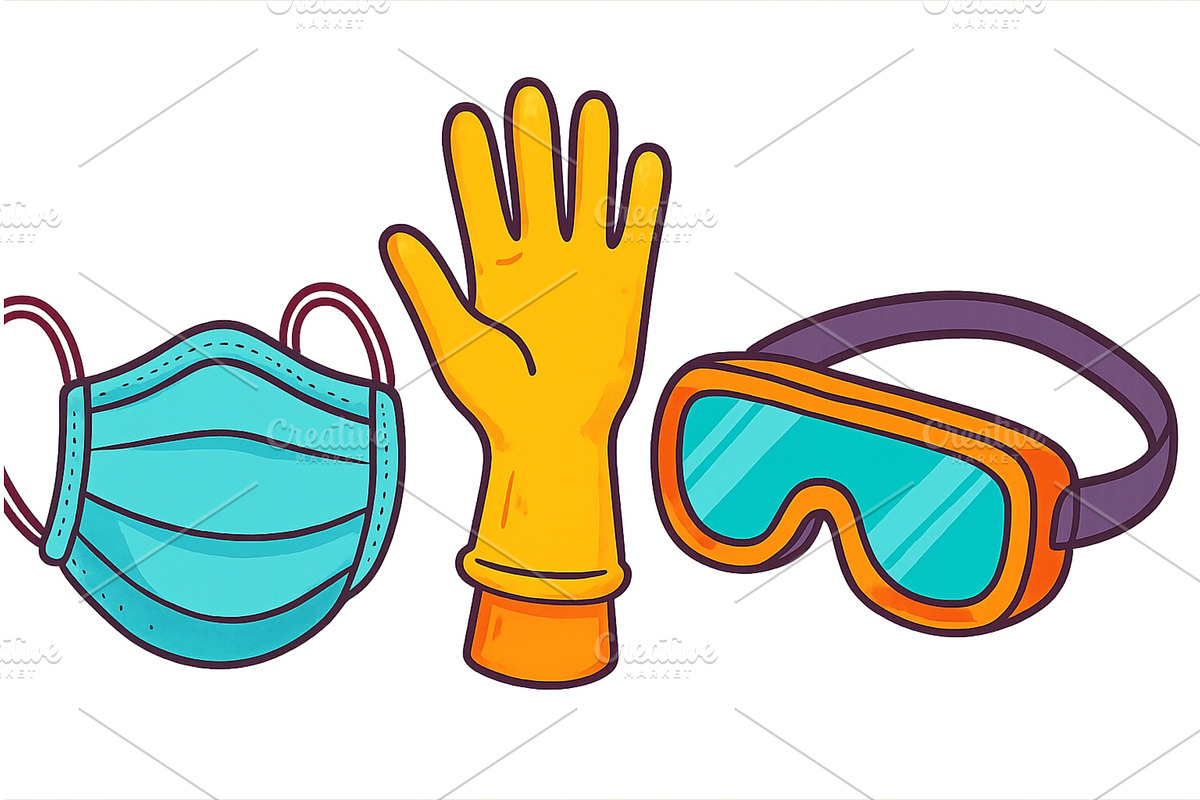 Protective gear set for health and, a Healthcare Illustration by ZinetroN