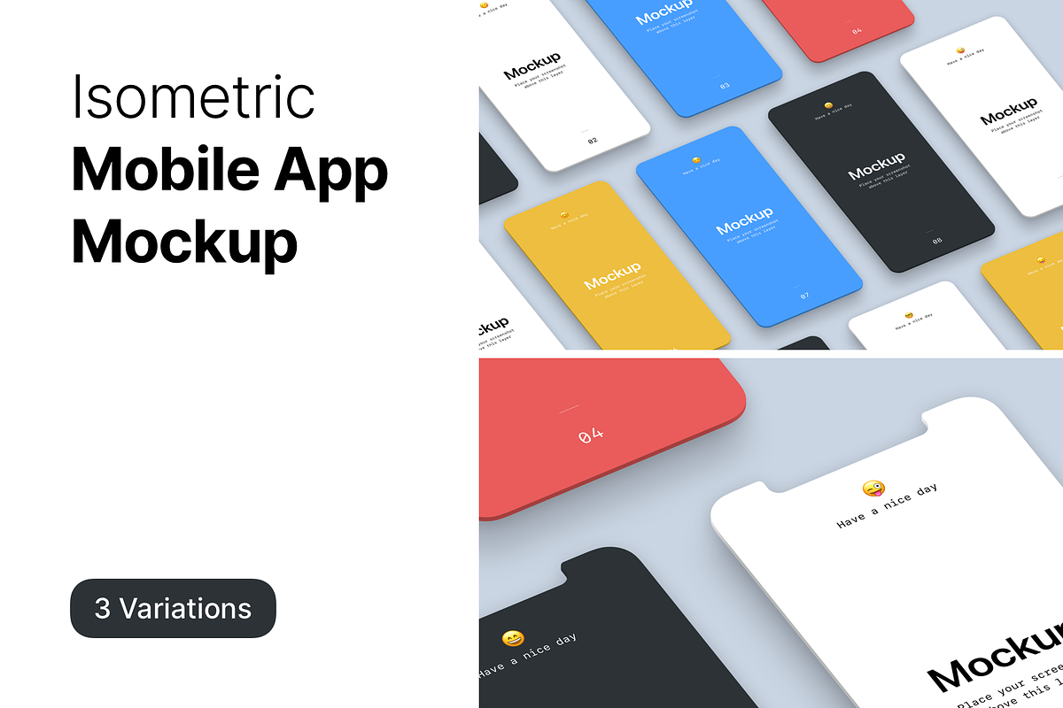 Isometric Mobile App Mockup, an iPhone Mockup by SL Studio (Photo 1 of 5)