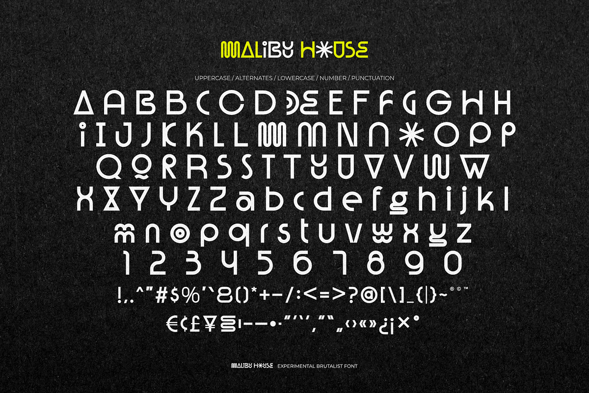 Malibu House -Experimental Brutalist, a Symbol Font by ikiiko (Photo 6 of 7)