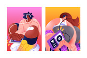 People listen to music set, posters, a Person Illustration by PaperTrident (Thumbnail 12 of 14)