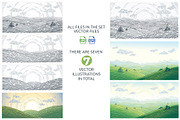 Landscape with green hills and mount, a Seasonal Illustration by Countryside life (Thumbnail 2 of 9)