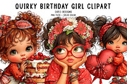 Quirky birthday girl clipart, an Illustration by CreationArt (Thumbnail 1 of 5)