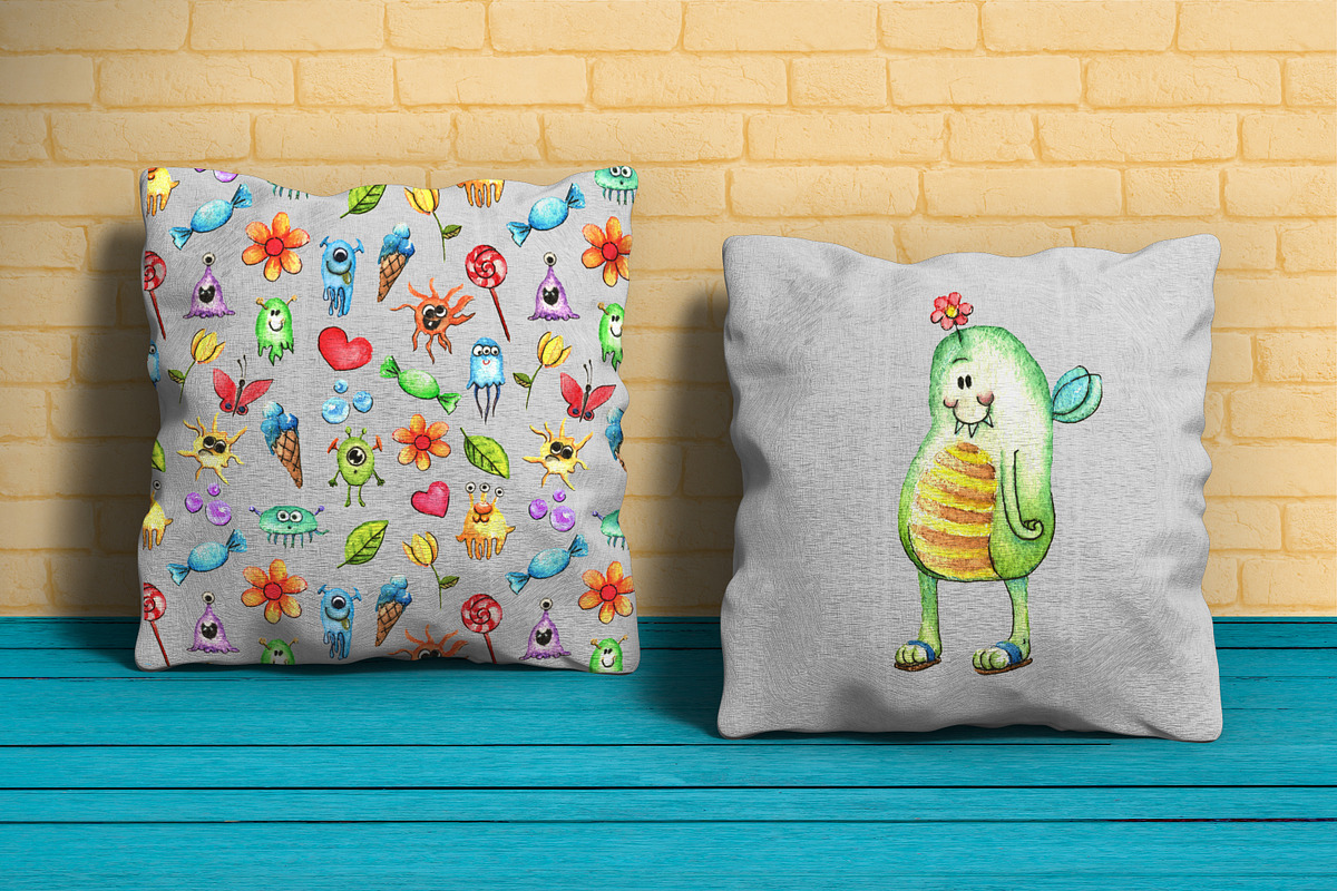 Watercolor Funny Monsters Set, an Illustration by WBS Design (Photo 5 of 6)