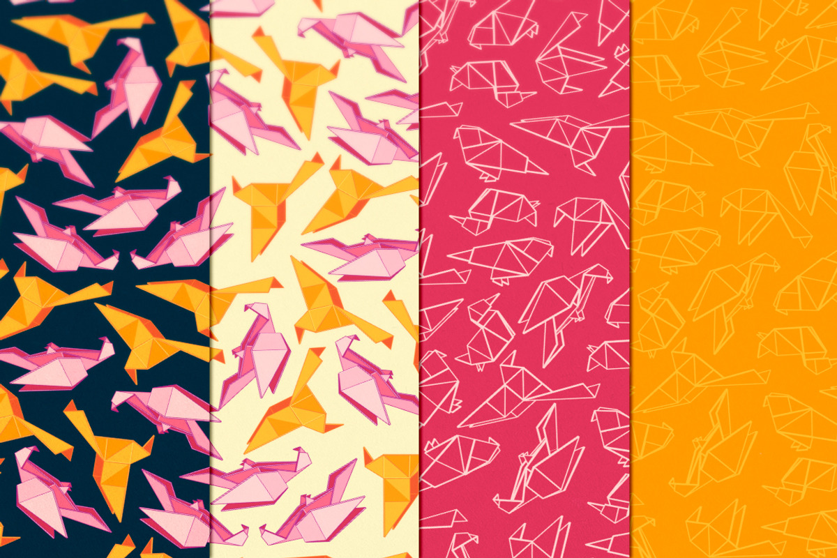 8 Digital Papers - Bird Origami preview 5