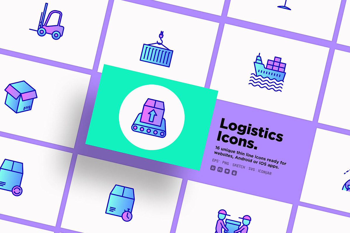 Logistics | 16 Thin Line Icons Set, an Outline Icon by Alex Blogoodf (Photo 11 of 12)