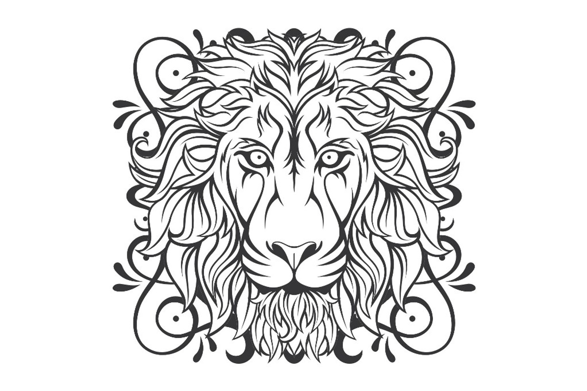 Lion Vector + frame, an Illustration by weervector (Photo 2 of 3)