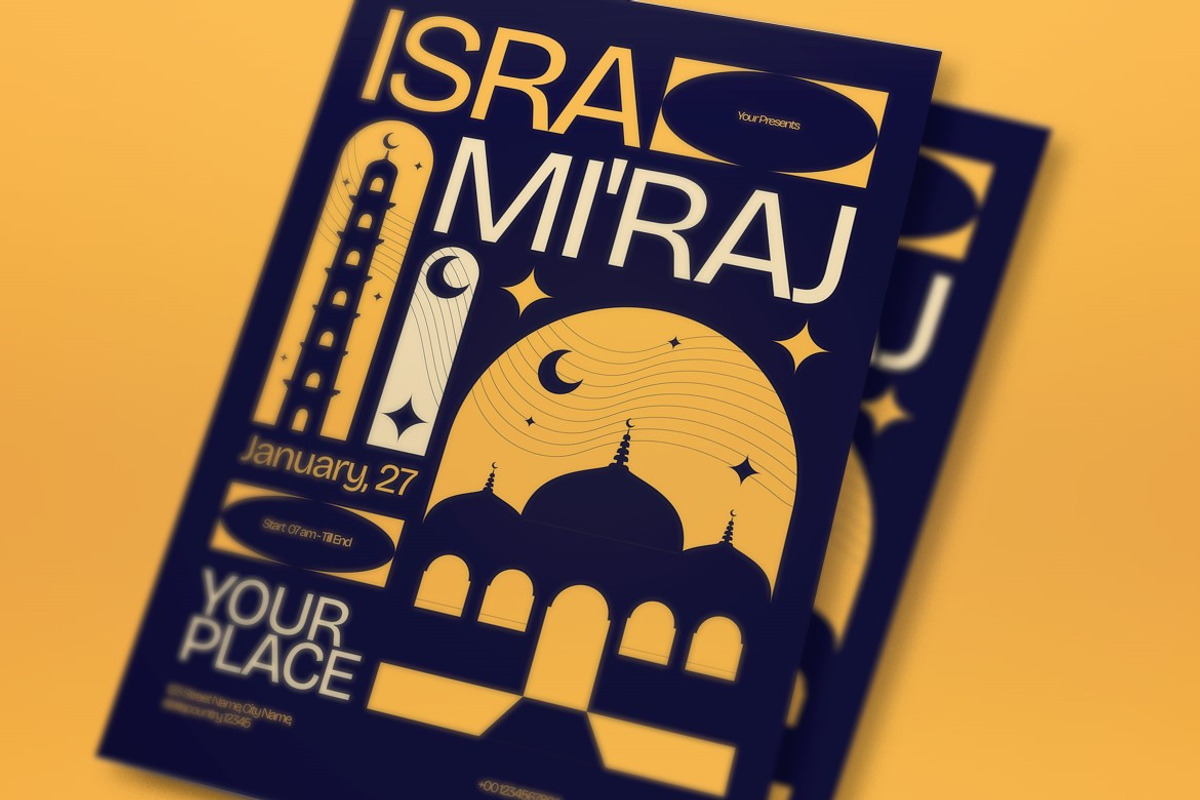 Purple Isra Mi'raj Flyer Set, a Flyer Template by graphicook (Photo 2 of 3)