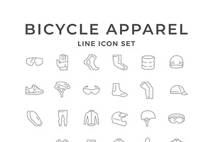 Set line icons of bicycle apparel, an Outline Icon by motorama