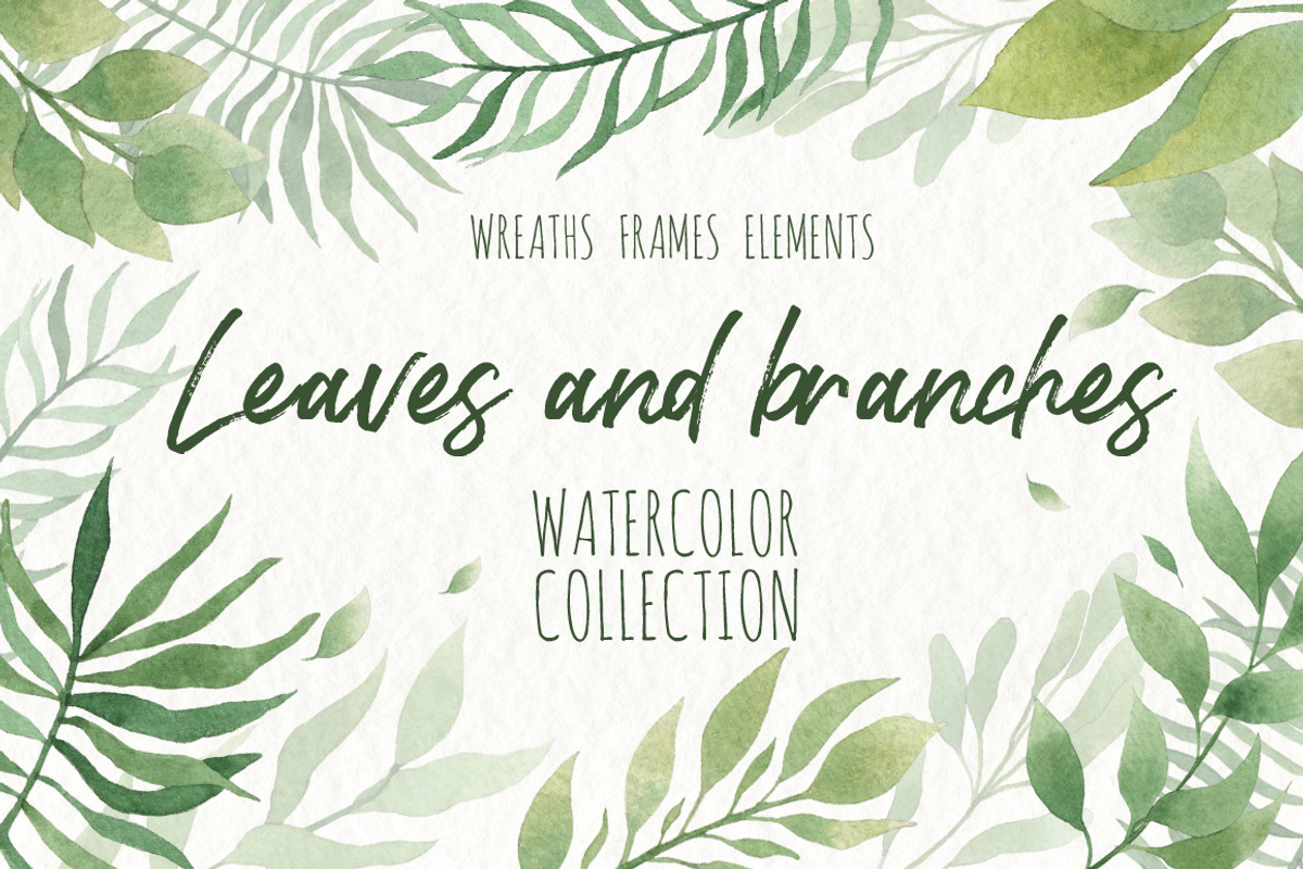 Watercolor Leaves and branches, a Decorative Illustration by Moonflora (Photo 2 of 6)