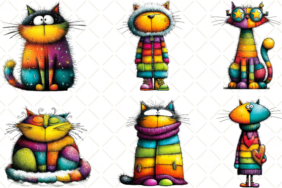 Whimsical Rainbow Christmas Cat, an Illustration by Black Bird Studio (Photo 3 of 6)
