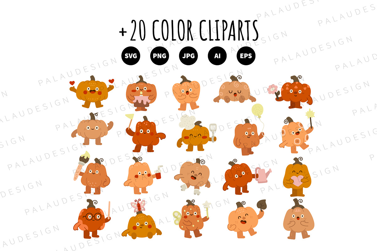 Pumpkin Halloween Clipart Set, a Seasonal Illustration by Palau (Photo 8 of 10)