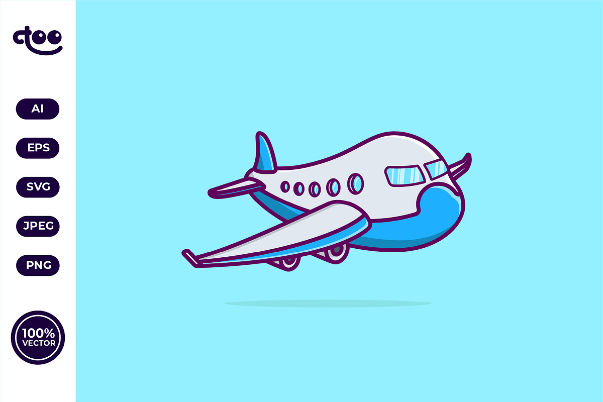 Simple Cute Blue and White Airplane, a Transportation Illustration by Satisfactoons