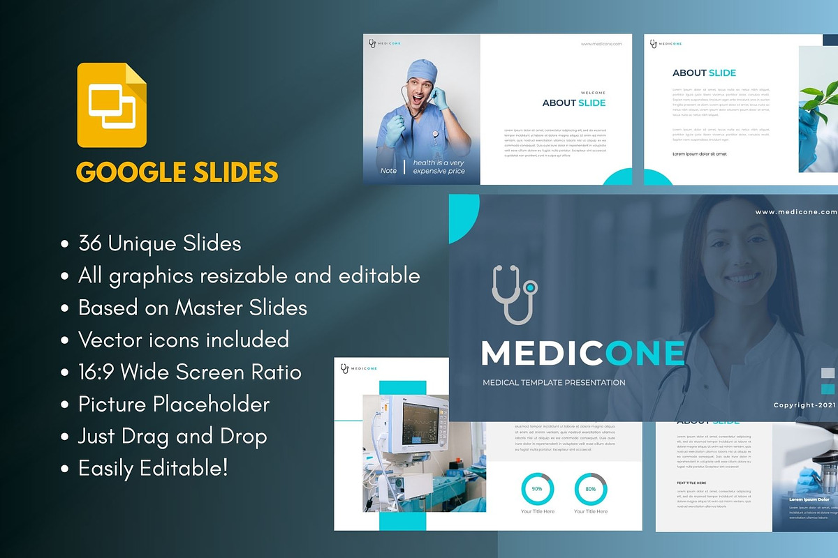 MEDICONE Medical Google Slide, a Presentation Template by Rizki Herdian (Photo 1 of 6)