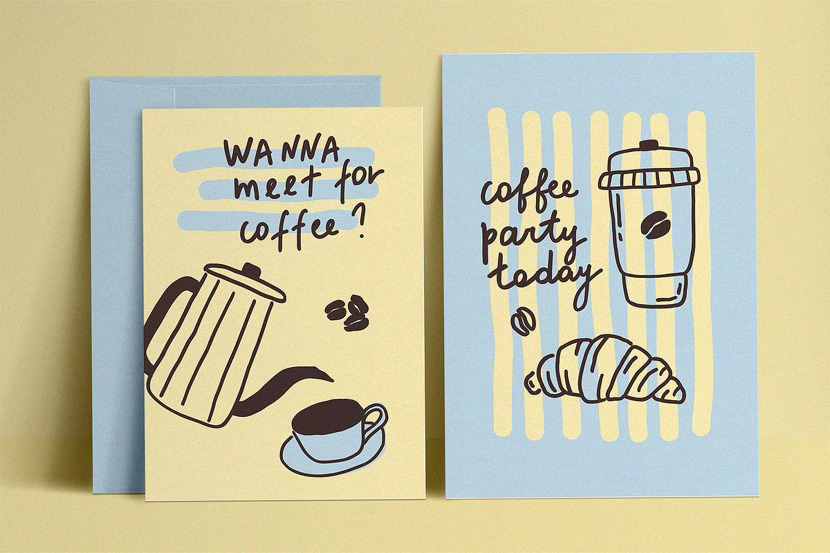 COFFEE BREAK whimsical line art set, a Food Illustration by Madiwaso (Photo 5 of 9)