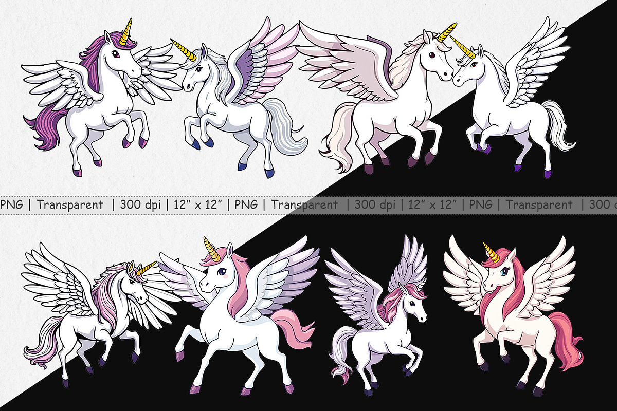 Winged Unicorn Clipart, a Graphic by Artnoy (Photo 2 of 5)