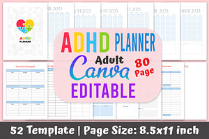 Editable ADHD Canva Planner Adult