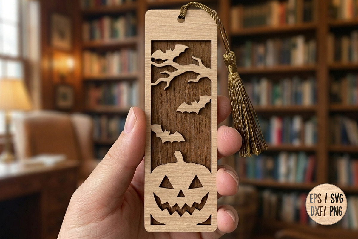 Spooky Halloween Bookmark, Laser Cut, an Object Graphic by Libby Wishes (Photo 3 of 3)